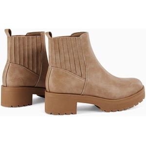 Womens Platform Lug Ankle Boots Slip On Chunky Block Heel Round Toe